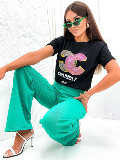 Royalfashion Дамска тениска с принт и циркони