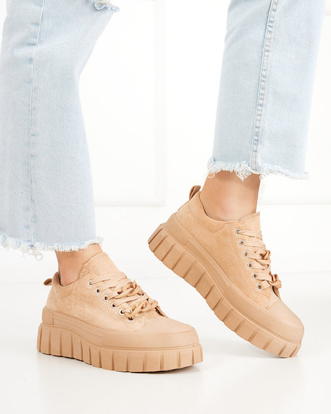 OUTLET Wysokie damskie trampki w kolorze brązowym Mishta - Obuwie