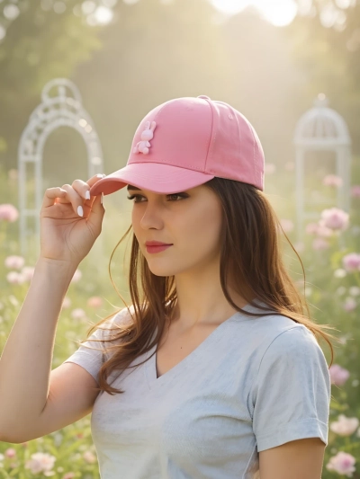 Royalfashion Шапка с козирка и заешка нашивка Chic