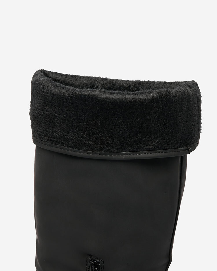 Royalfashion Матови черни дамски ботуши до коляното Ikemis