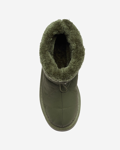 Тъмнозелени дамски изолирани ботуши a'la snow boots Kaliolen - Обувки