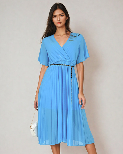 Royalfashion Дамска плисирана миди рокля