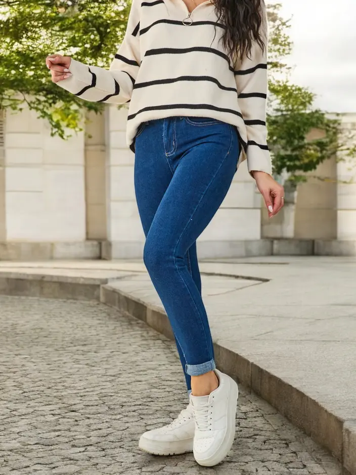 Royalfashion Дамски стегнати дънки от памук