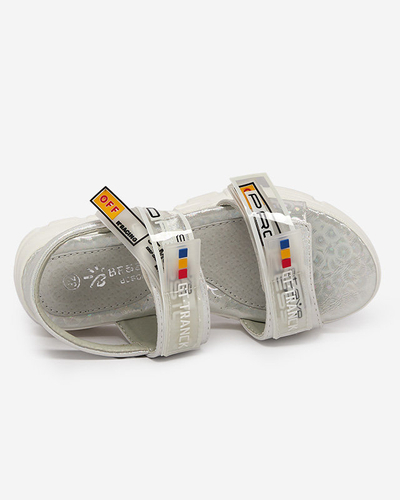 Białe dziecięce sandałki zapinane na rzepy Keris - Obuwie