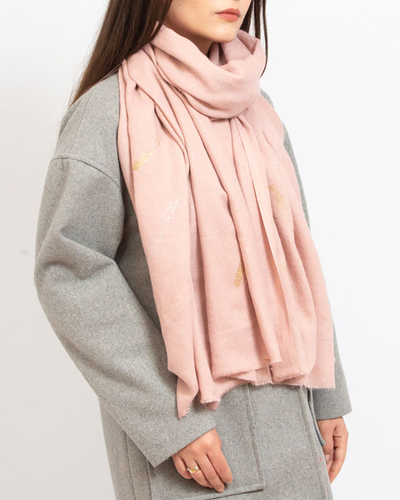 Роялфашън Розов дамски тънък шал с брокат