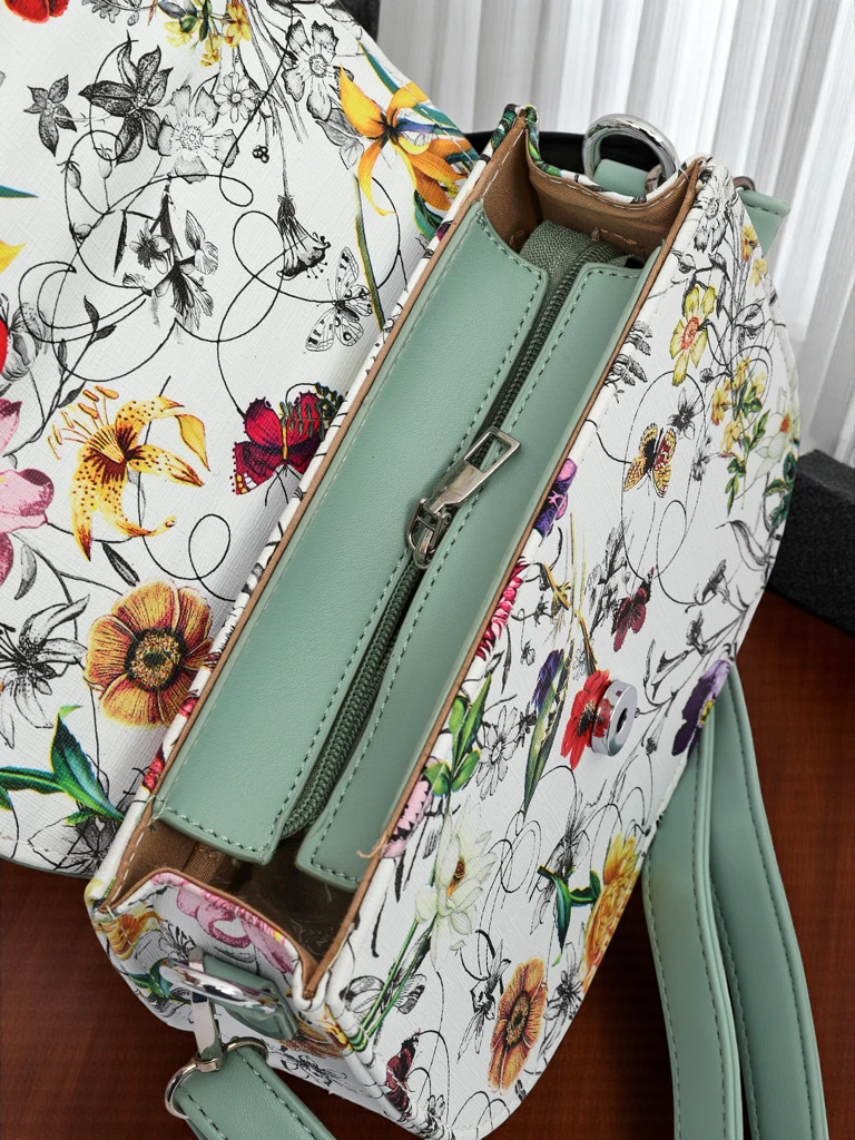 Royalfashion Малка дамска чанта от еко кожа с цветя Ori Elle