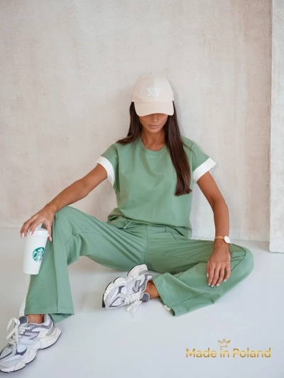 Aurelia Verde – анцуг каки памук еластан стилна класика италиански