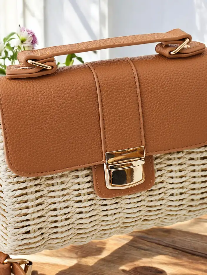 Royalfashion Малка плетена чанта тип куфар