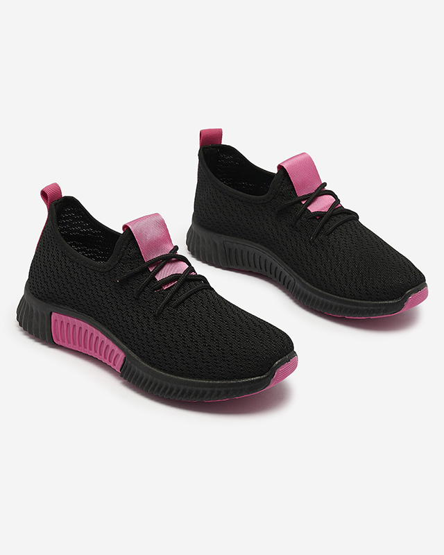 Черни дамски спортни обувки с вложки в цвят фуксия Keteti - Обувки