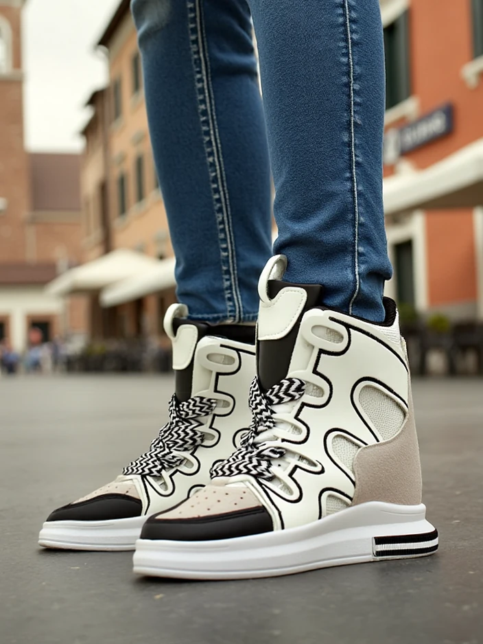 Royalfashion Високи спортни обувки за жени с скрит ток Облаффи