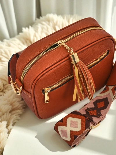 Royalfashion Малка дамска чанта от еко кожа с цветна каишка Kovi Lace