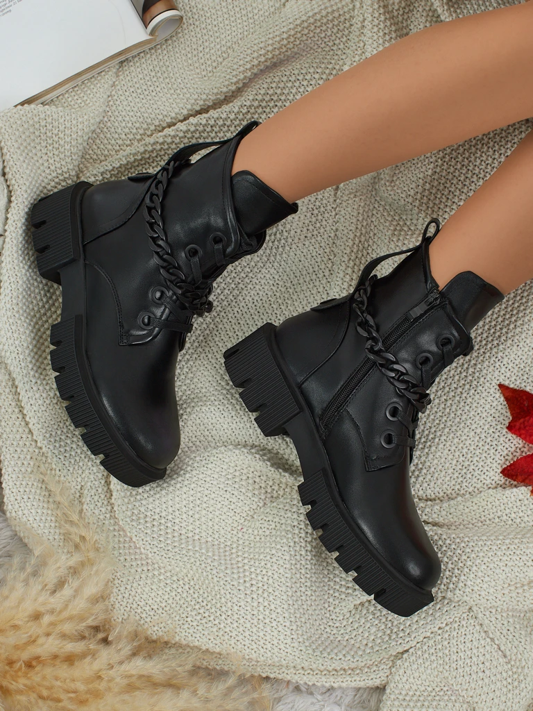 Дамски еко кожени боти с връзки Anviq