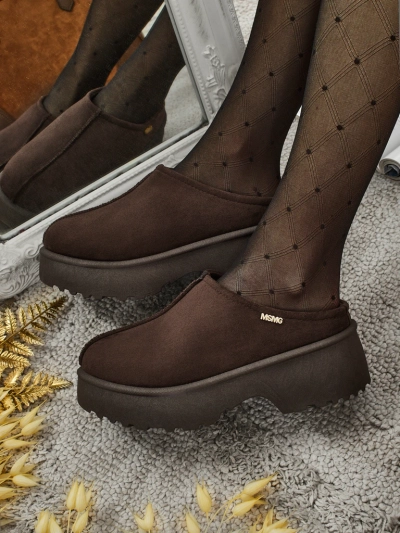 Къси дамски боти а'ла сноубутс с пухкава подплата Noelina