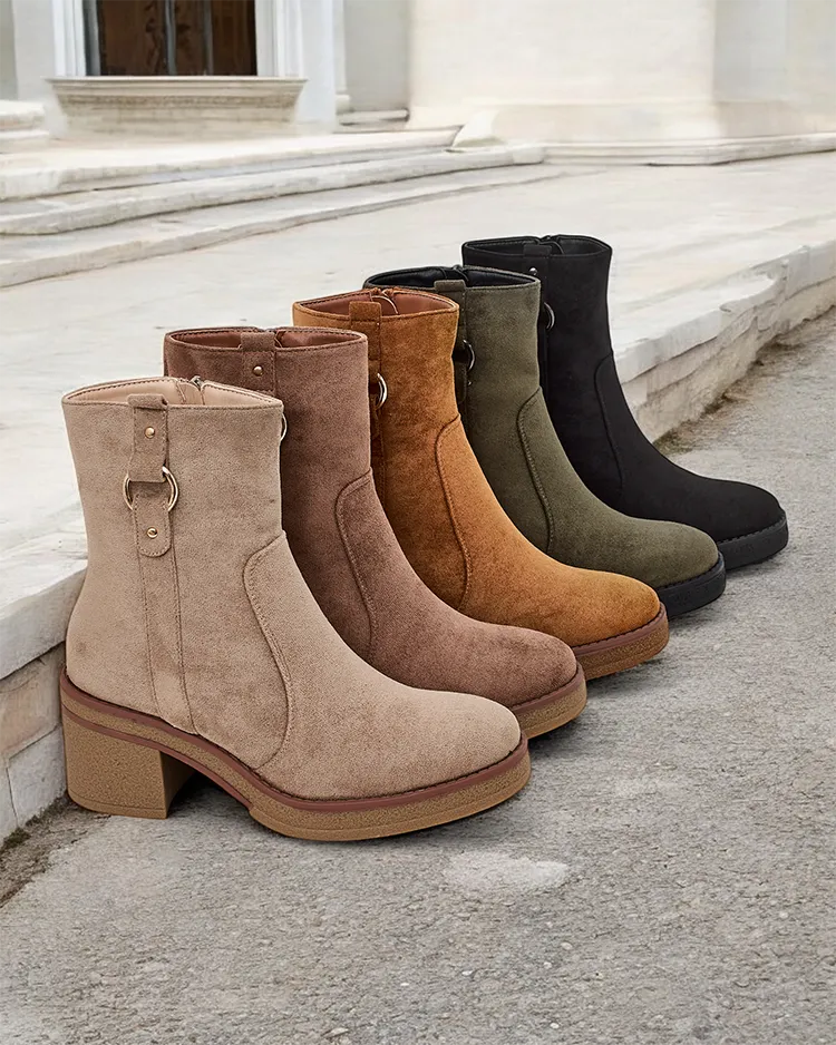 Дамски глезенови ботуши Royalfashion на ток Борон