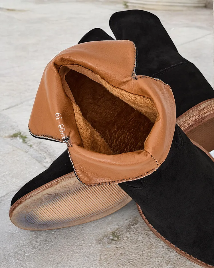 Royalfashion Дамски ботуши в стил на каубой с покрития кец Blueston