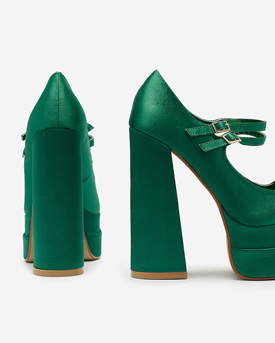 Зелени дамски обувки с висок ток Elika - Обувки