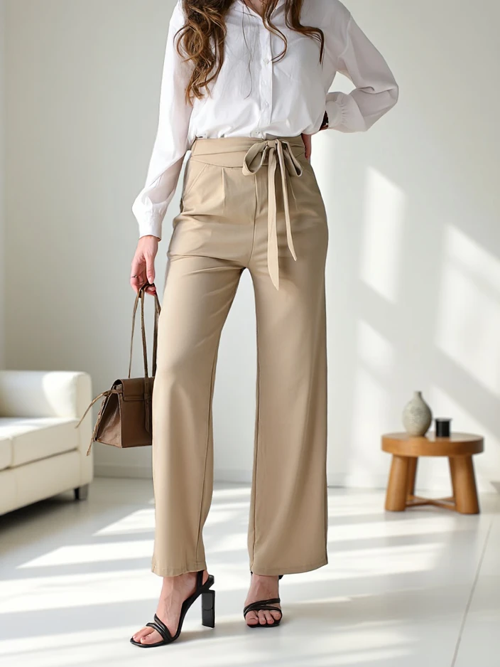 Royalfashion Широки дамски панталони с колан