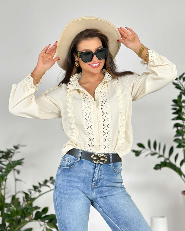 Royalfashion Дамска дантелена риза