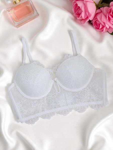 Royalfashion Дамски подплънчен корсетен сутиен с дантела Grace Корсет