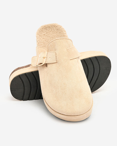 Royalfashion Дамски чехли с овча кожа и катарама Kajis