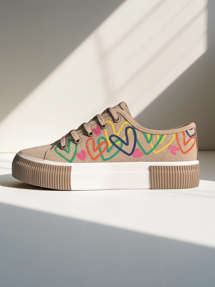 Royalfashion Женски маратонки с принт на сърца Sercess