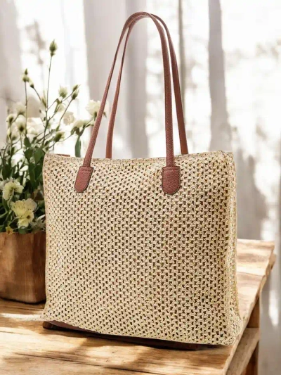 Royalfashion Голяма летна чанта от слама за жени