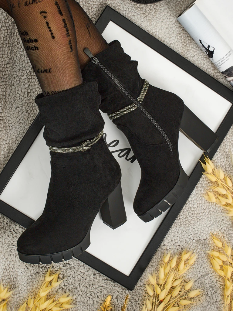 Дамски еко велурени боти на ток RuneFlicker