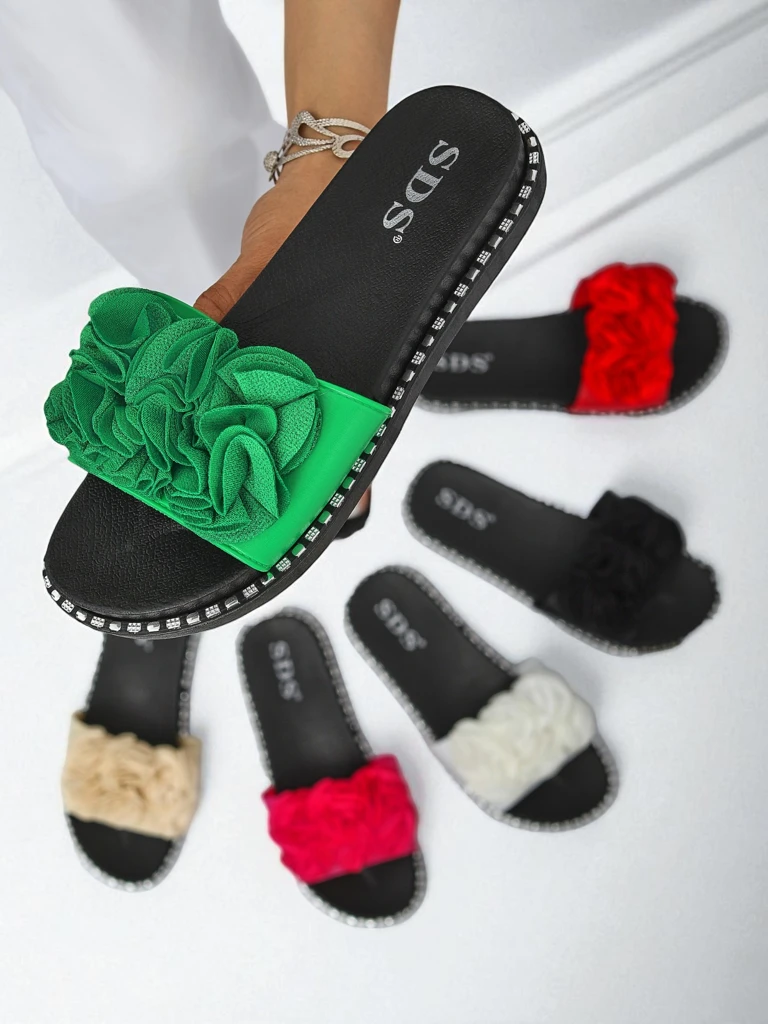 Royalfashion Дамски чехли с равна подметка Flora Verde