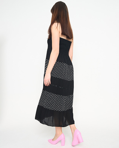 Czarna sukienka w groszki PLUS SIZE - Odzież