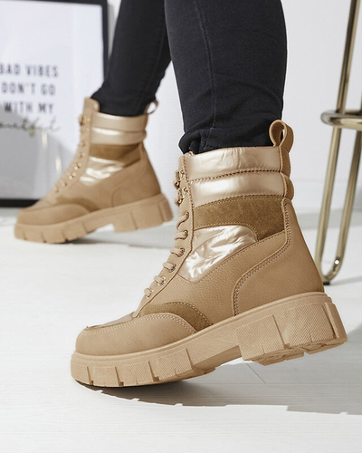 Светлокафяви дамски изолирани ботуши Kasemi- Footwear