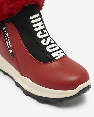 Червени дамски изолирани ботуши с кожа Scherr- Footwear