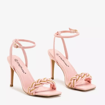 OUTLET Różowe damskie sandały na szpilce Tenedi - Obuwie