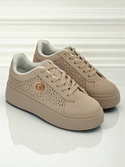 Дамски сникърси платформа Callista Royalfashion екрю еко кожа