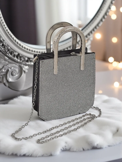 Royalfashion Дамска чанта тип плик с цирконии и дръжки змия Snake Glam