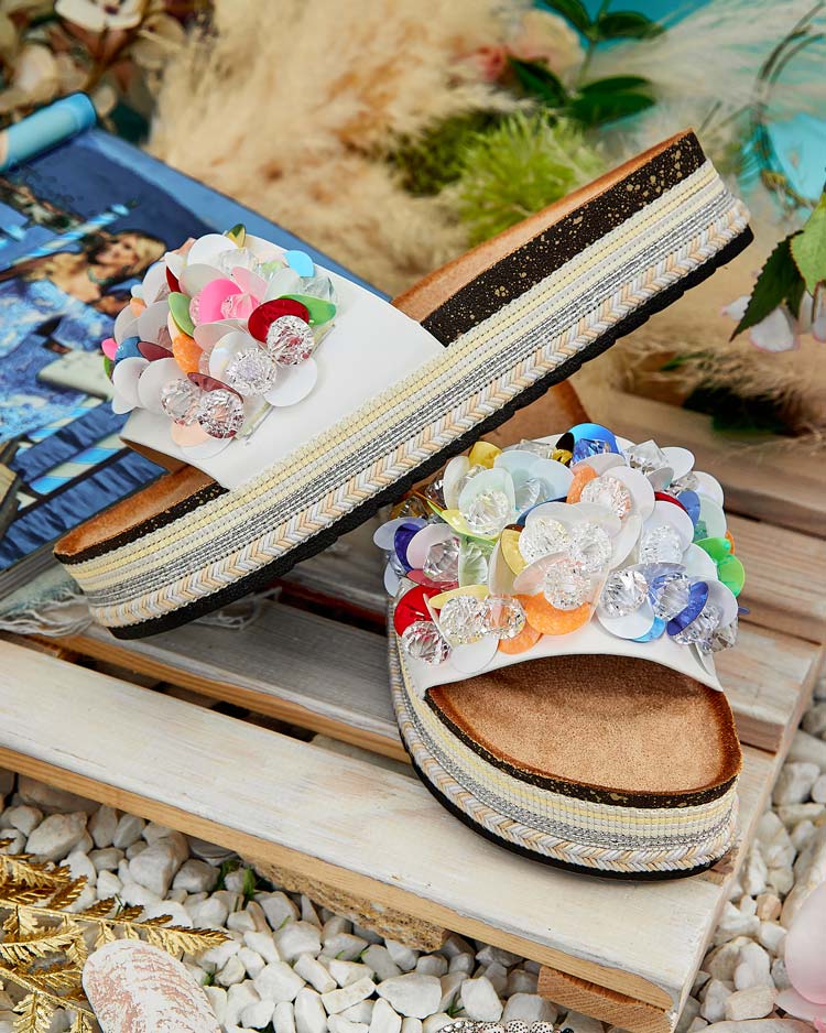 Royalfashion Women's Loassa rhinestone flip-flops