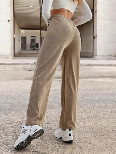 Royalfashion Дамски широки панталони с ребра PLUS SIZE