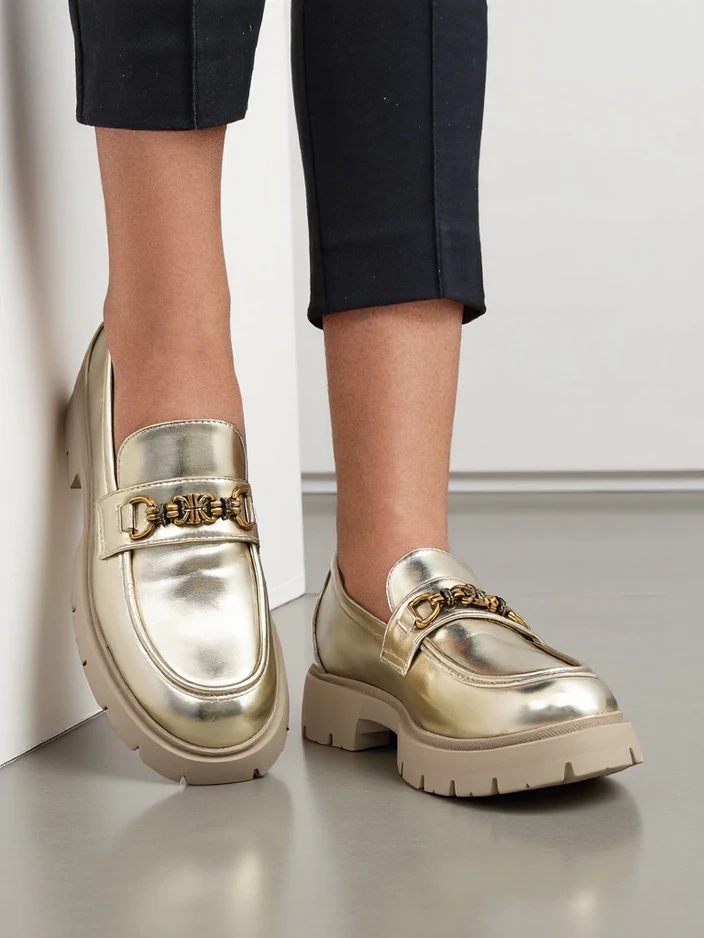 Royalfashion Женски мокасини с позлата Goldlove