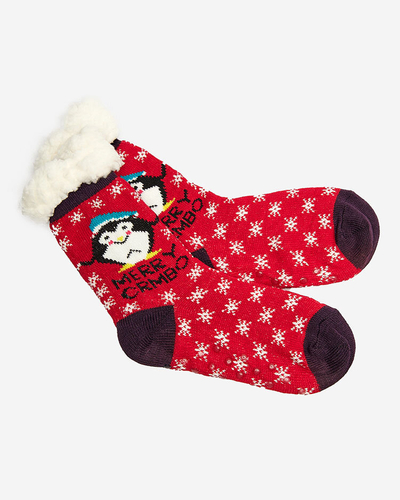 Червени дамски чорапи с коледна шарка - Бельо