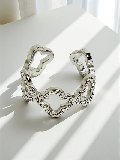 Гривна Ariadne Silverita с кристали – сребърна, геометричен бляскав мотив