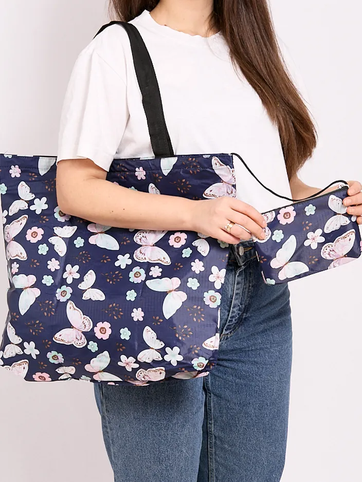 Royalfashion Шарен торба за пазаруване, сгъваща се в портфейл