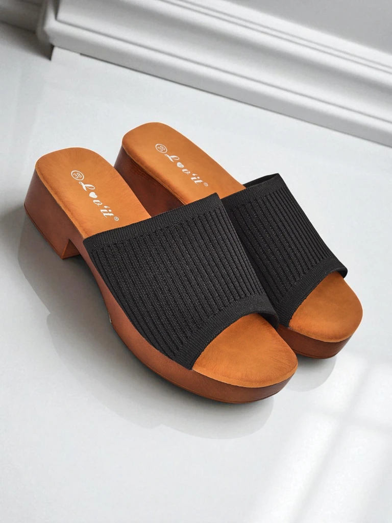 Royalfashion Дамски чехли на нисък ток Ribbed Grace