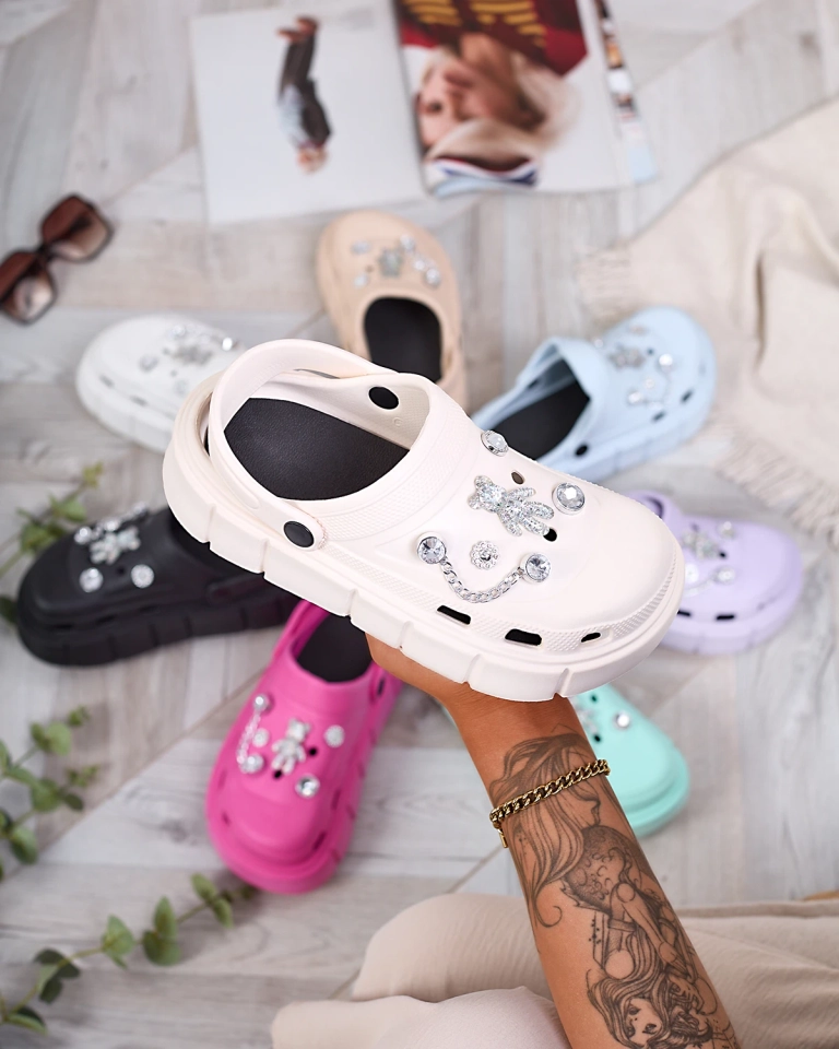 Royalfashion Кремави дамски гумени джапанки Kooranza