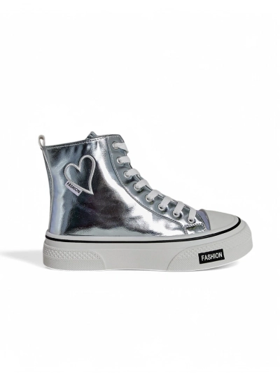 Royalfashion Високи женски маратонки с мотив сърце Сребърно сърце