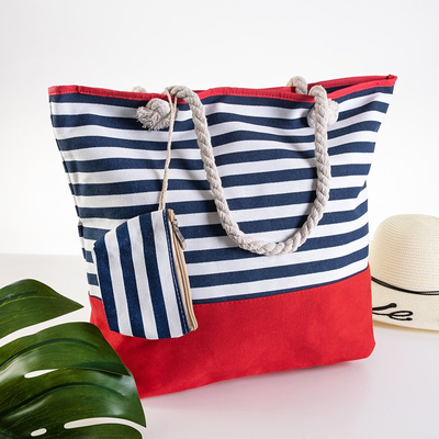 Wielokolorowa damska torba w paski - Akcesoria