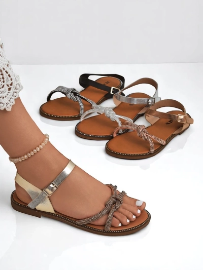 Royalfashion Дамски сандали с декоративни цирконии Bella Shine