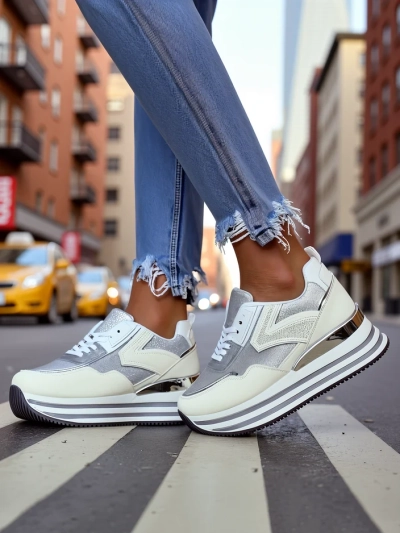 Royalfashion Дамски маратонки с брокат Borovis