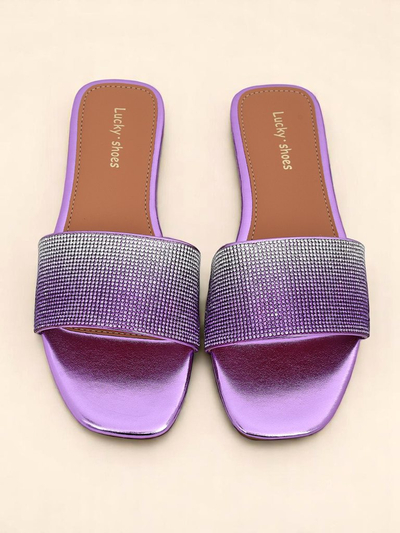 Royalfashion Дамски чехли с цирконии ShinyGlow