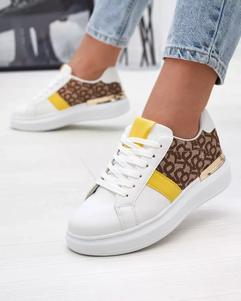 Royalfashion Бели и кафяви дамски спортни обувки Mlysio
