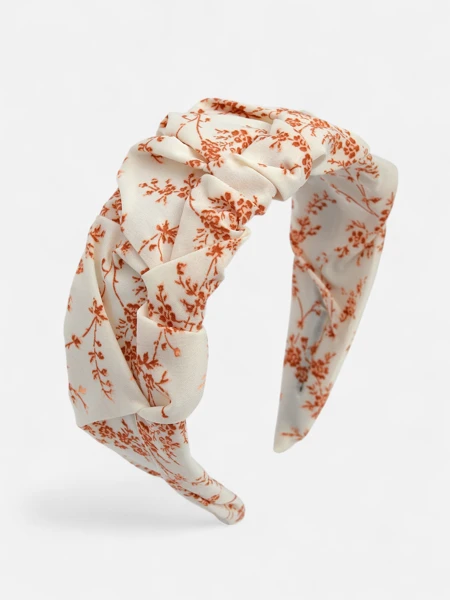 Royalfashion Лента за коса с драперия и принт