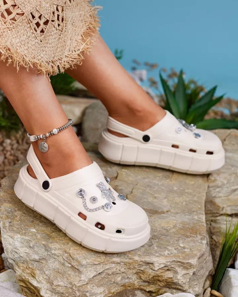 Royalfashion Кремави дамски гумени джапанки Kooranza